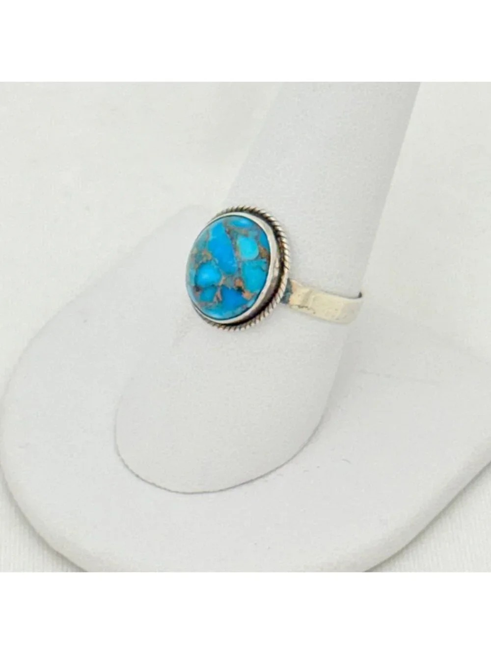 Sterling Silver Mojave Oval Blue Turquoise Ring Size 9 Kingman Mine Stamped 925